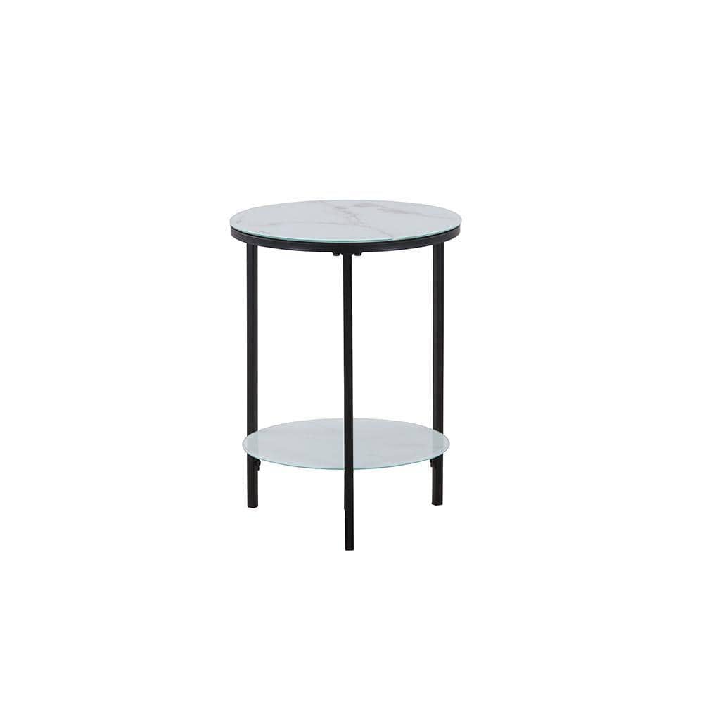Round White Corner Side Table