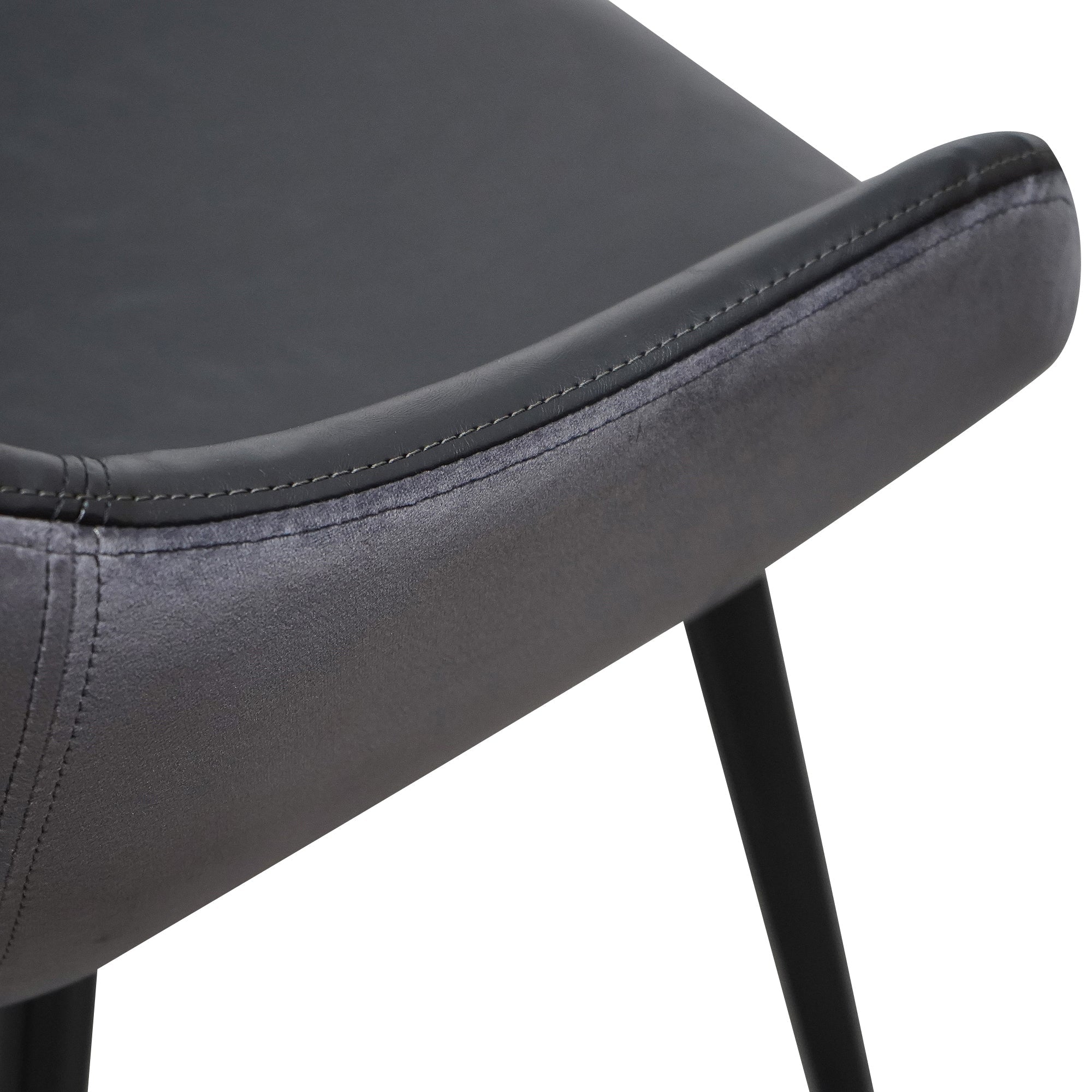  PU Leather Dining Chair - Antique Black - Charcoal Velvet_6