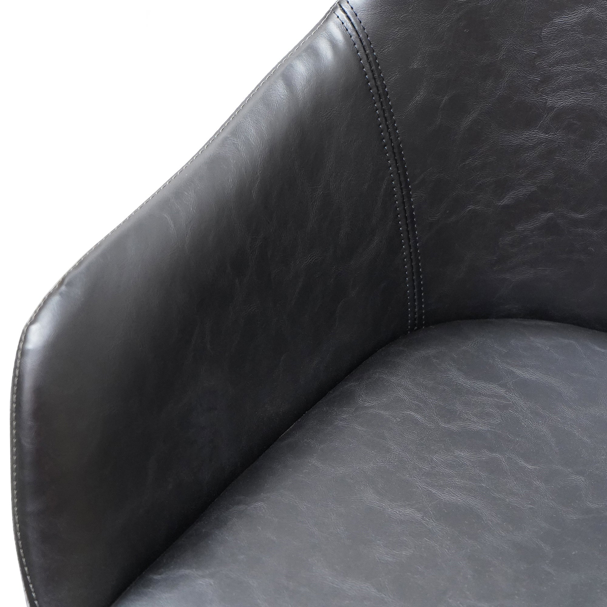  PU Leather Dining Chair - Antique Black - Charcoal Velvet_7