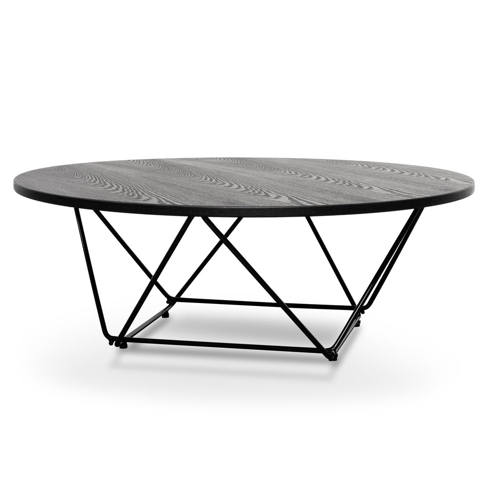 100cm Coffee Table - Black Ash Veneer - Black Legs_1