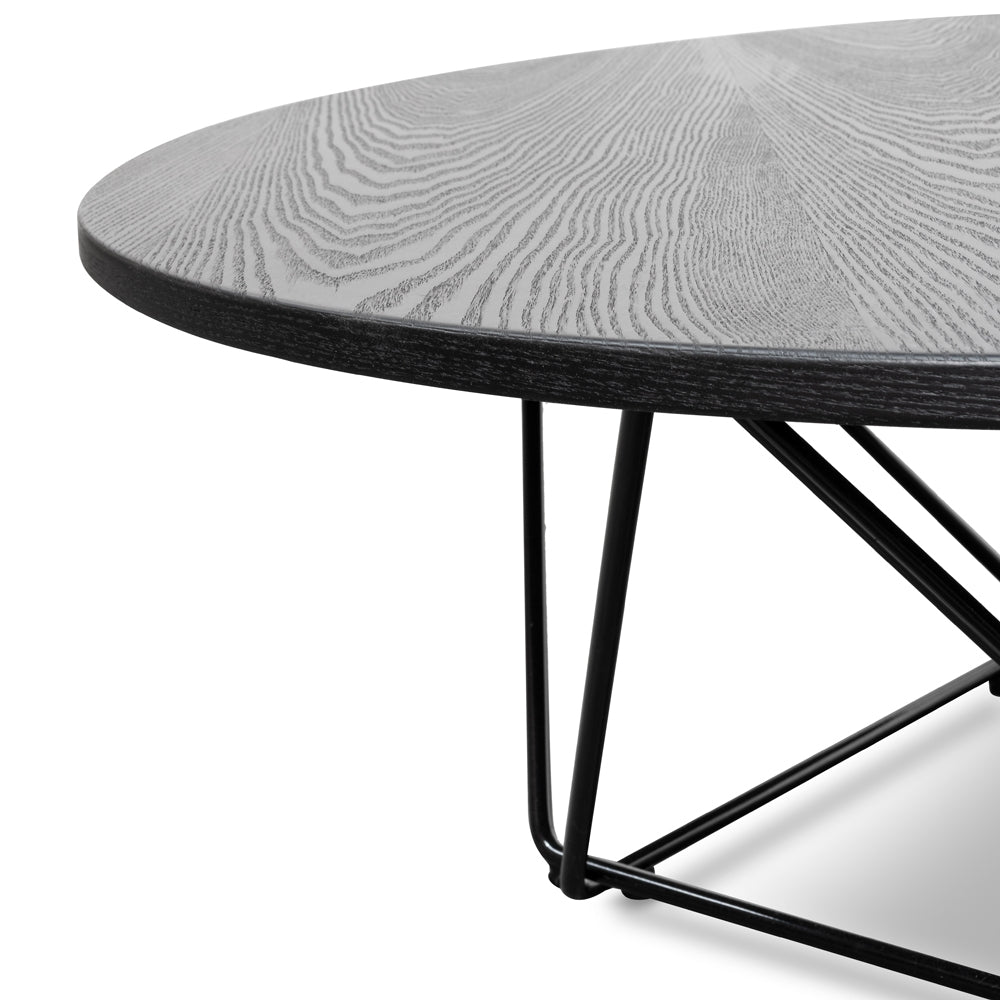 100cm Coffee Table - Black Ash Veneer - Black Legs_2