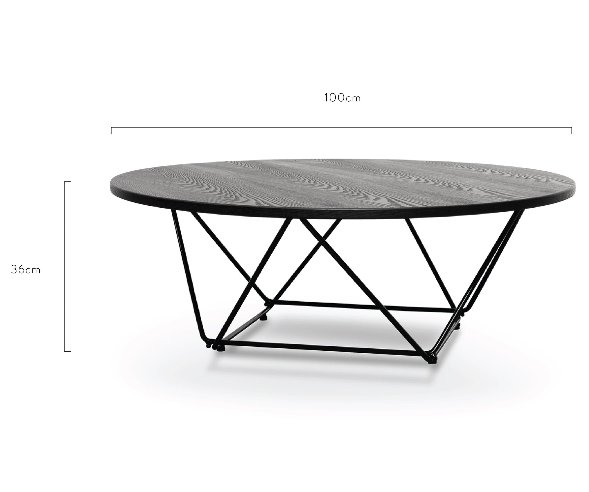 100cm Coffee Table - Black Ash Veneer - Black Legs_4