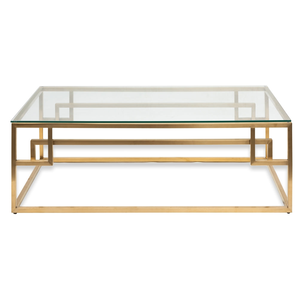 1.2m Coffee Table - Glass Top - Brushed Gold Base_1