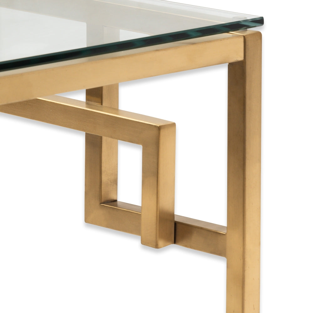1.2m Coffee Table - Glass Top - Brushed Gold Base_3