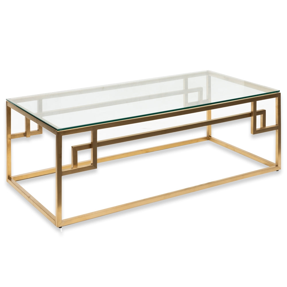 1.2m Coffee Table - Glass Top - Brushed Gold Base_4