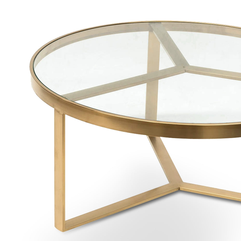 90cm Coffee Table - Brushed Gold Base_2