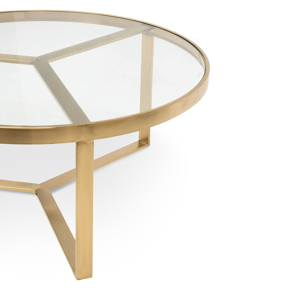 90cm Coffee Table - Brushed Gold Base_3