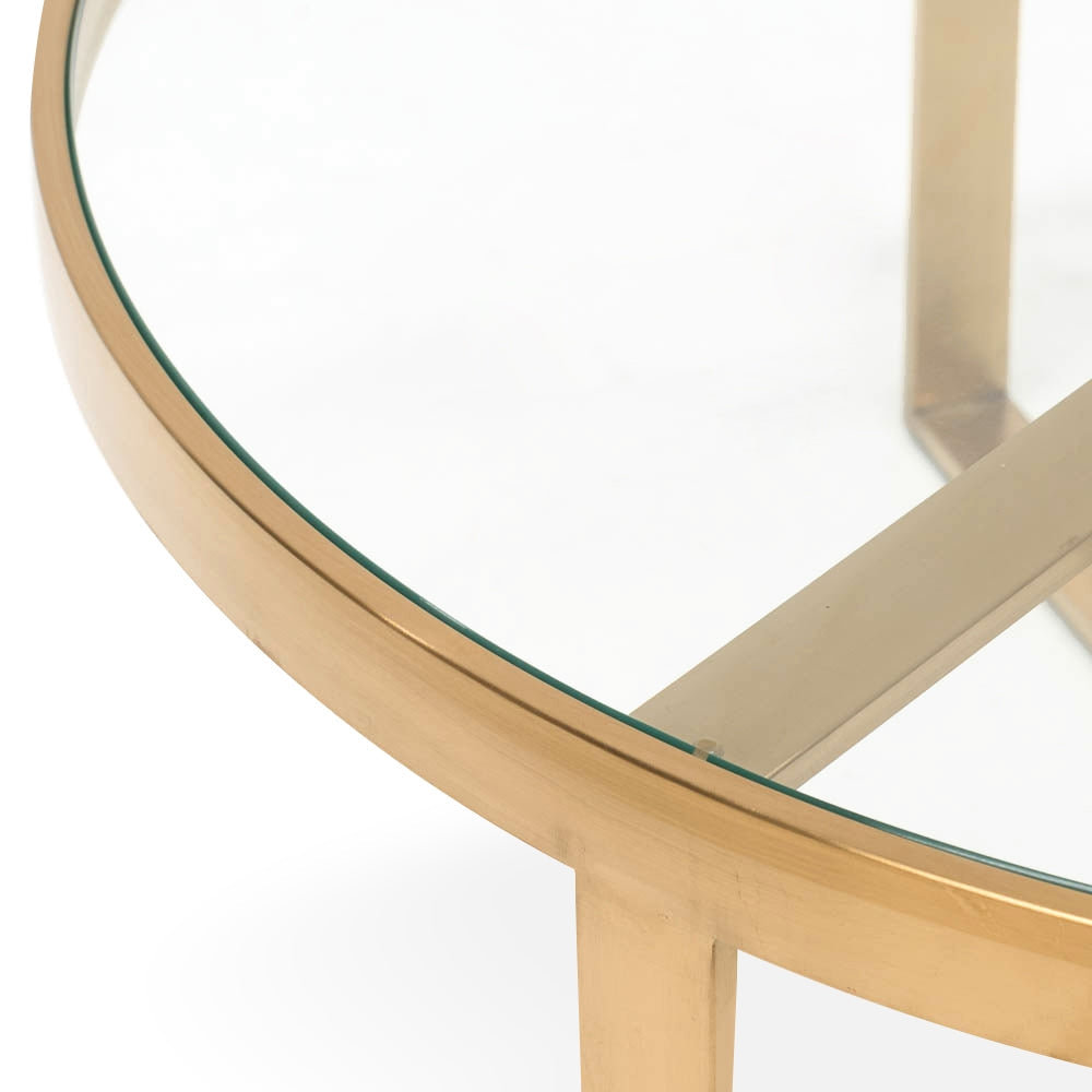 90cm Coffee Table - Brushed Gold Base_5
