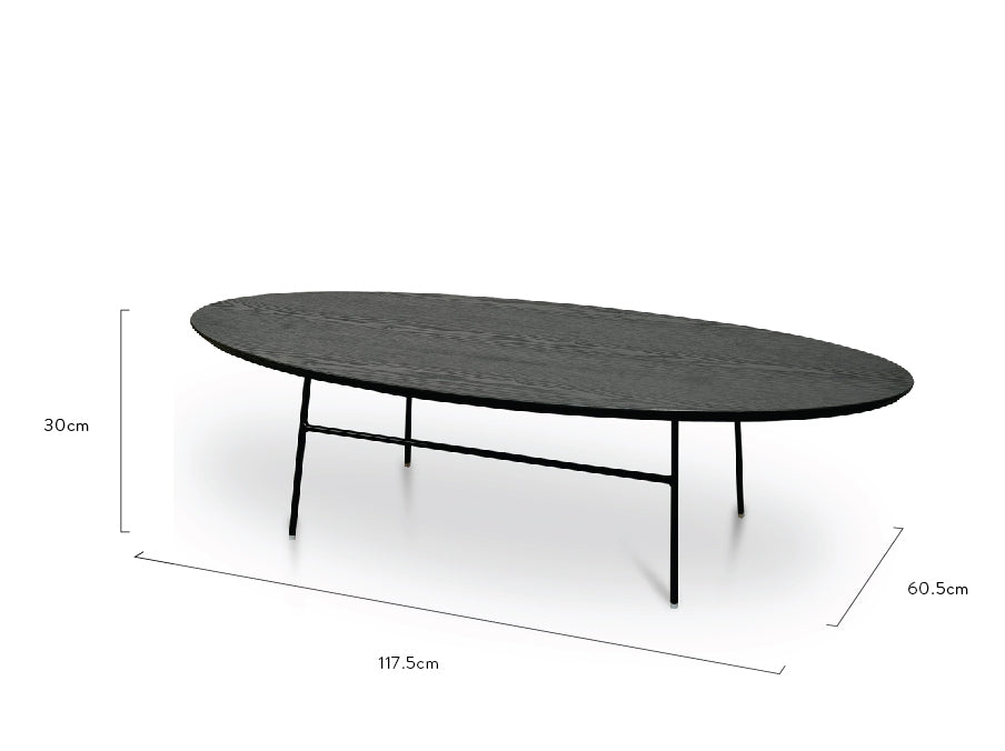 117.5cm Coffee Table - Black Ash Veneer - Black Legs_7