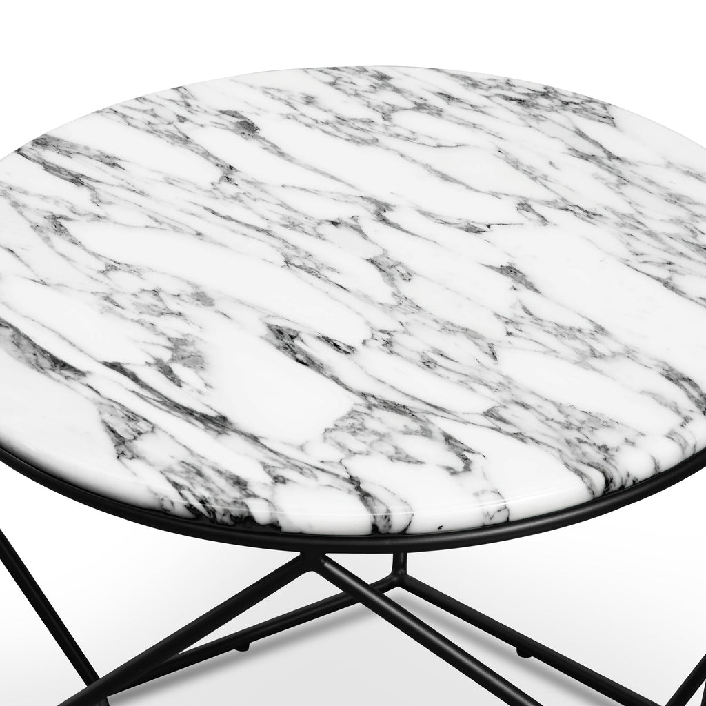 Marble 72cm Coffee Table - Matt Black Base_1