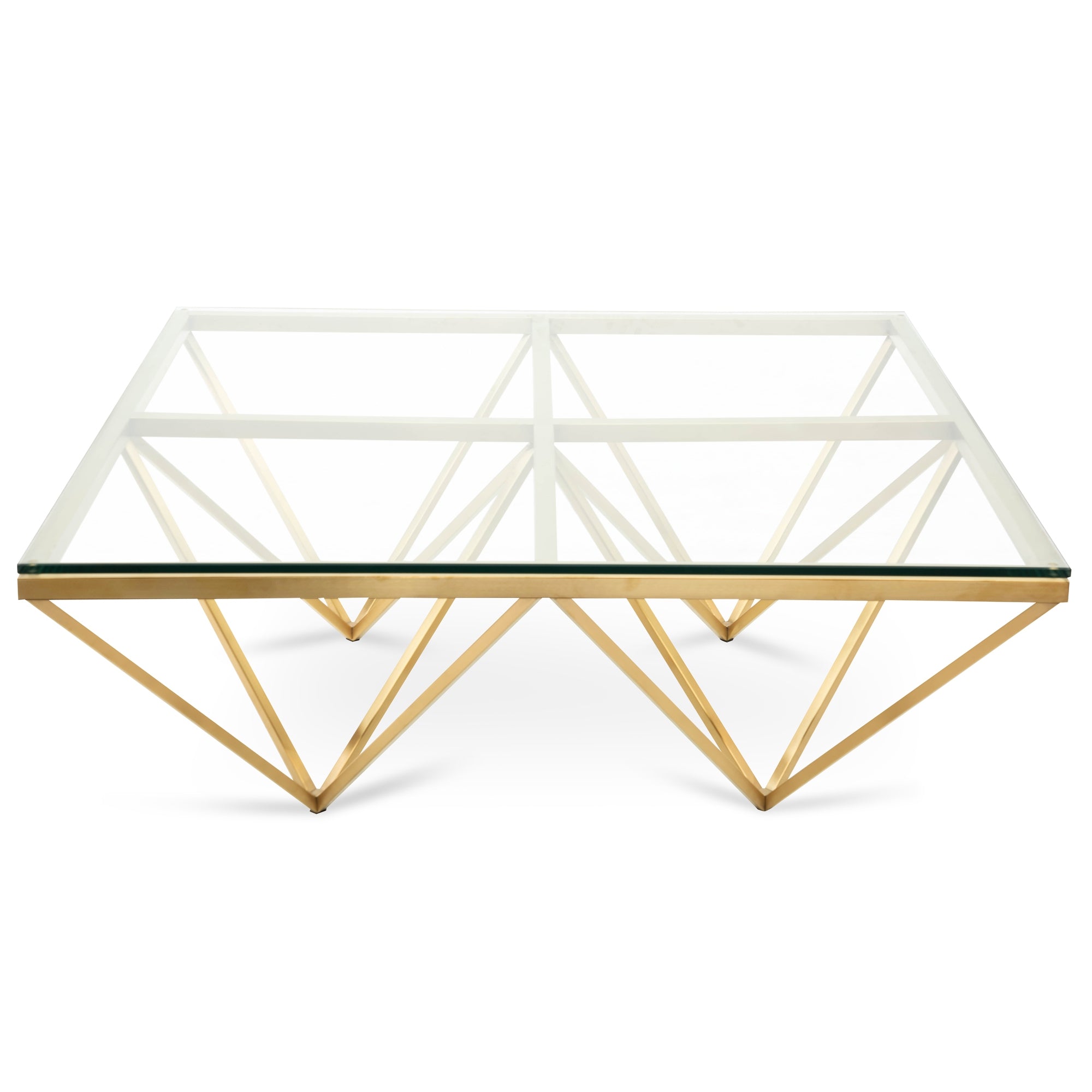 1.05m Glass Coffee Table - Brushed Gold Base_1