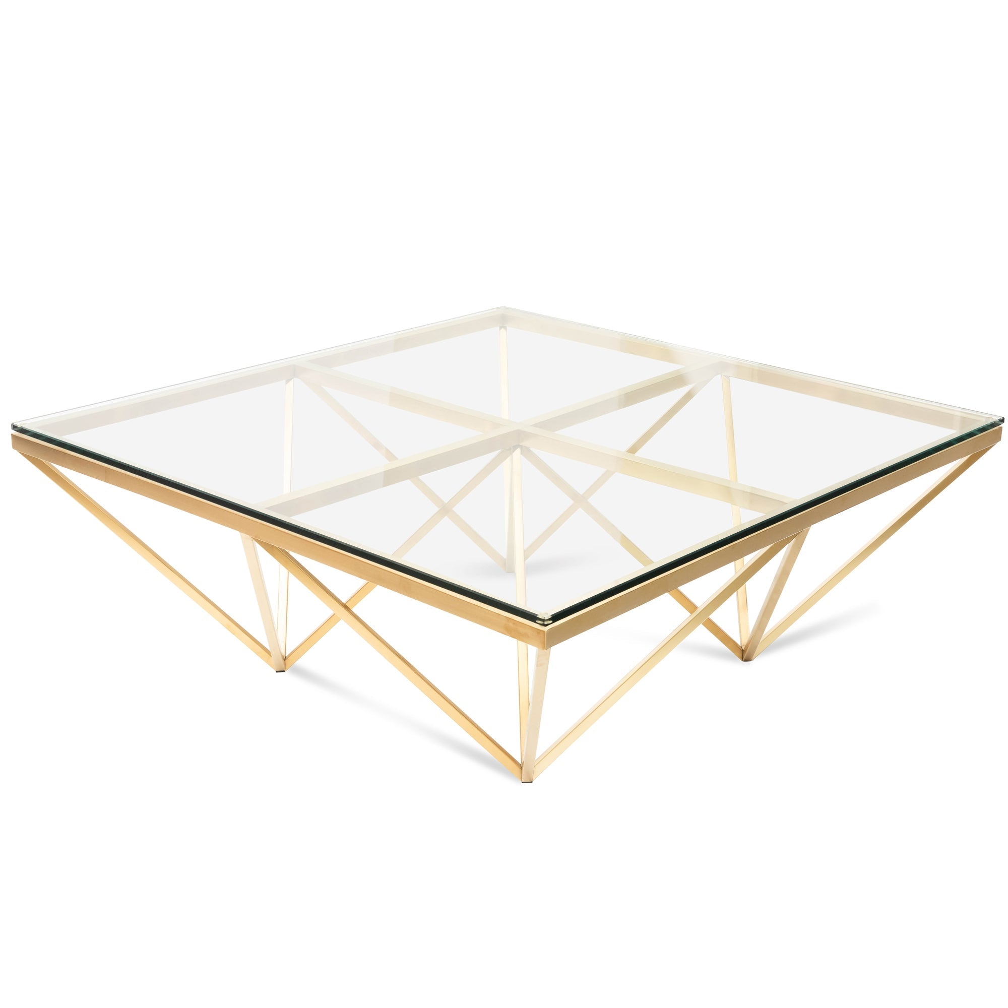 1.05m Glass Coffee Table - Brushed Gold Base_2