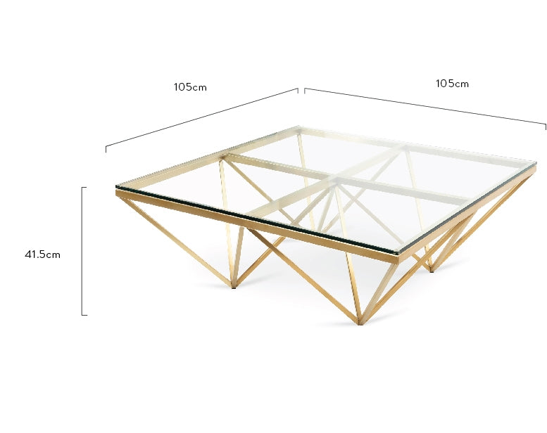 1.05m Glass Coffee Table - Brushed Gold Base_5