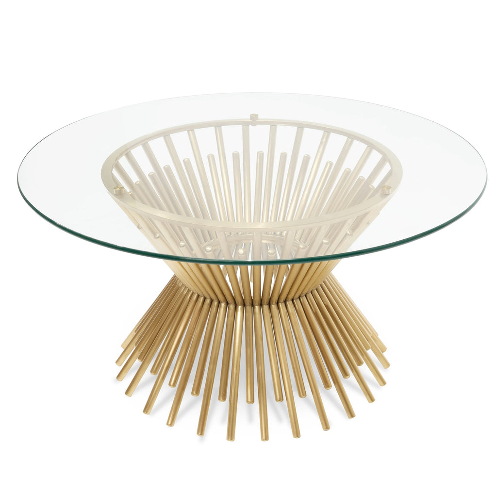 90cm Glass Coffee Table - Brushed Gold Base_2