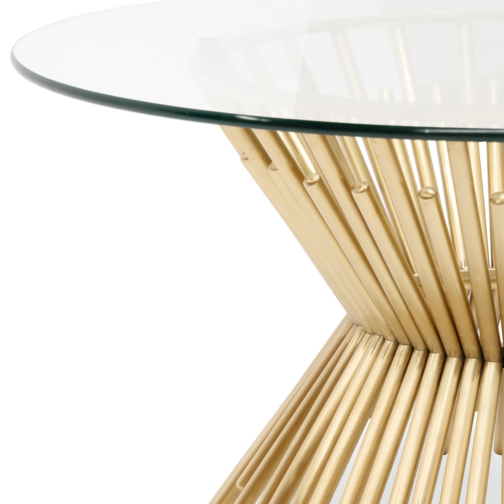 90cm Glass Coffee Table - Brushed Gold Base_4