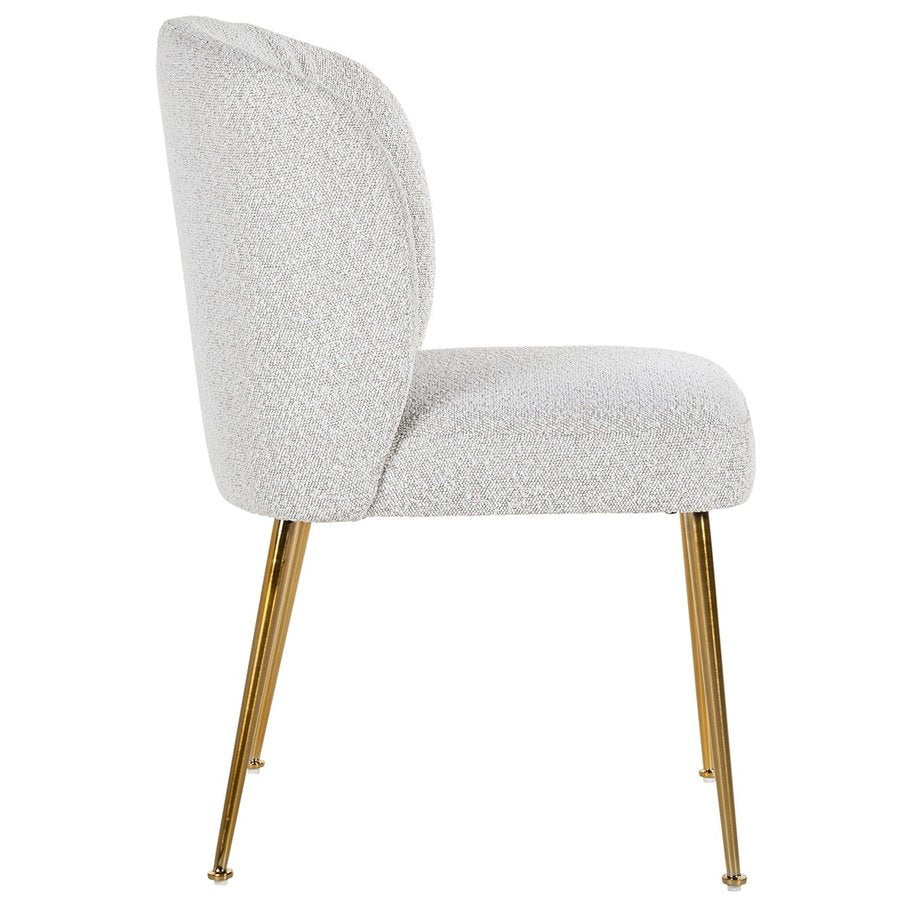 White Velvet Dining Chair - With Golden Legs_1