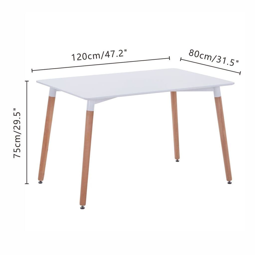 Mias Classic MDF White High Glossy Dining Table Wooden Legs_1