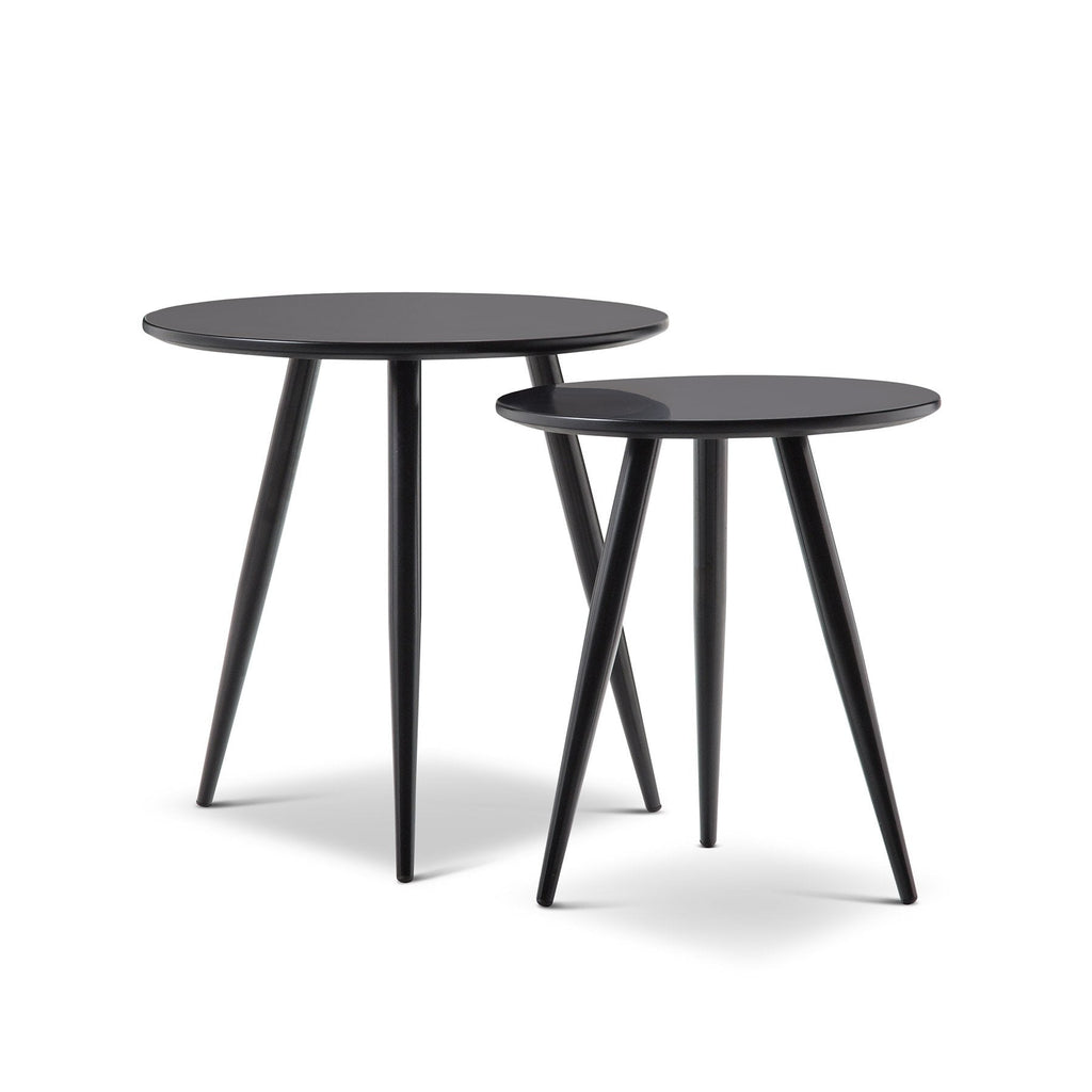 Kaia Round Wooden Nest Side Tables - Black ST3233-EA