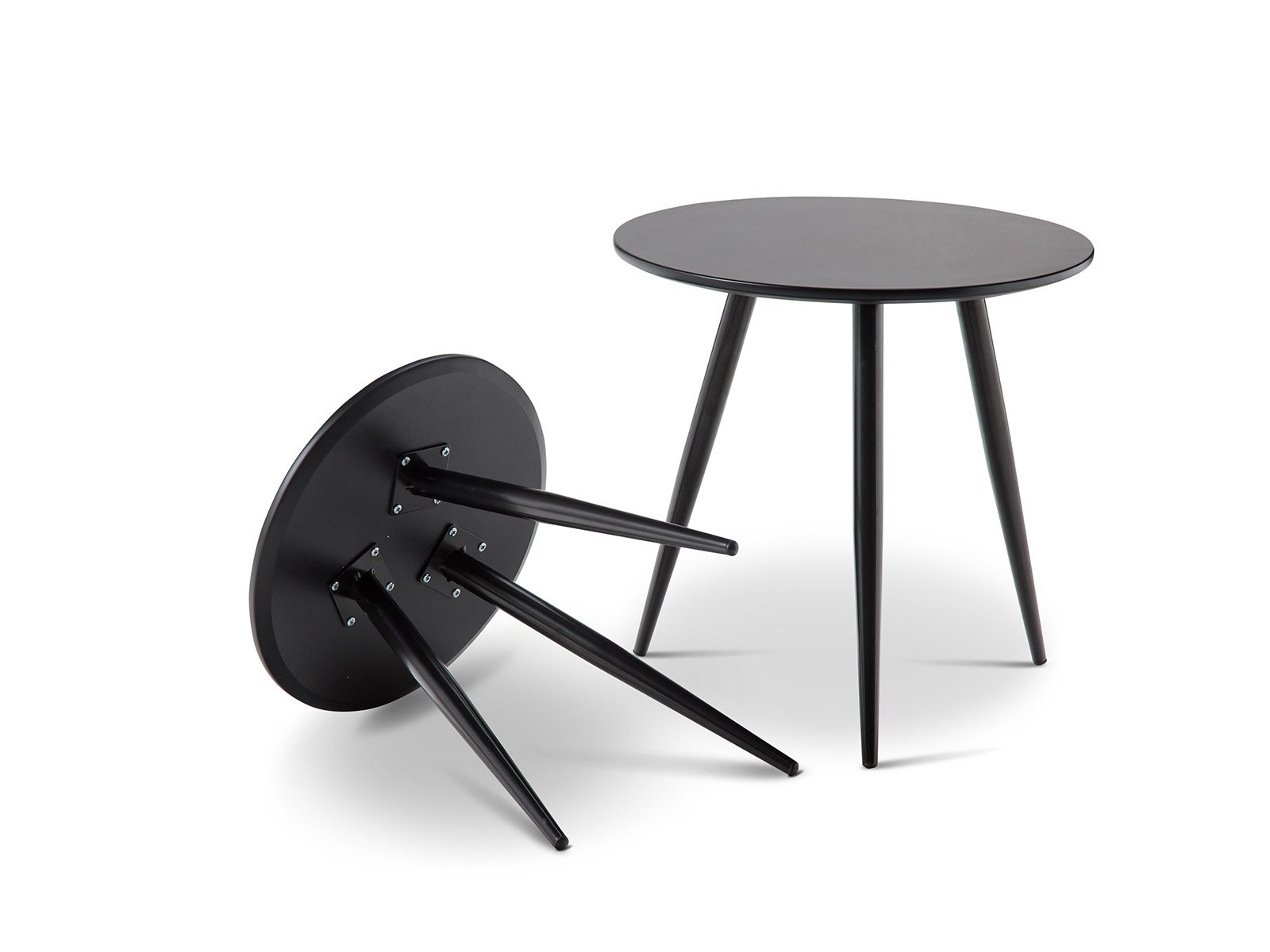 Kaia Round Wooden Nest Side Tables - Black ST3233-EA