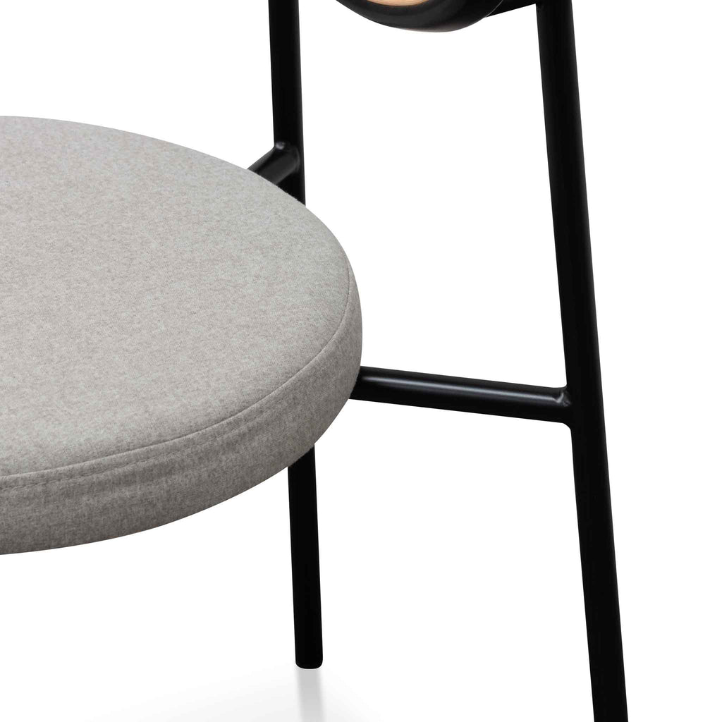 Grey Fabric Natural Rattan Dining Chair - Black_7