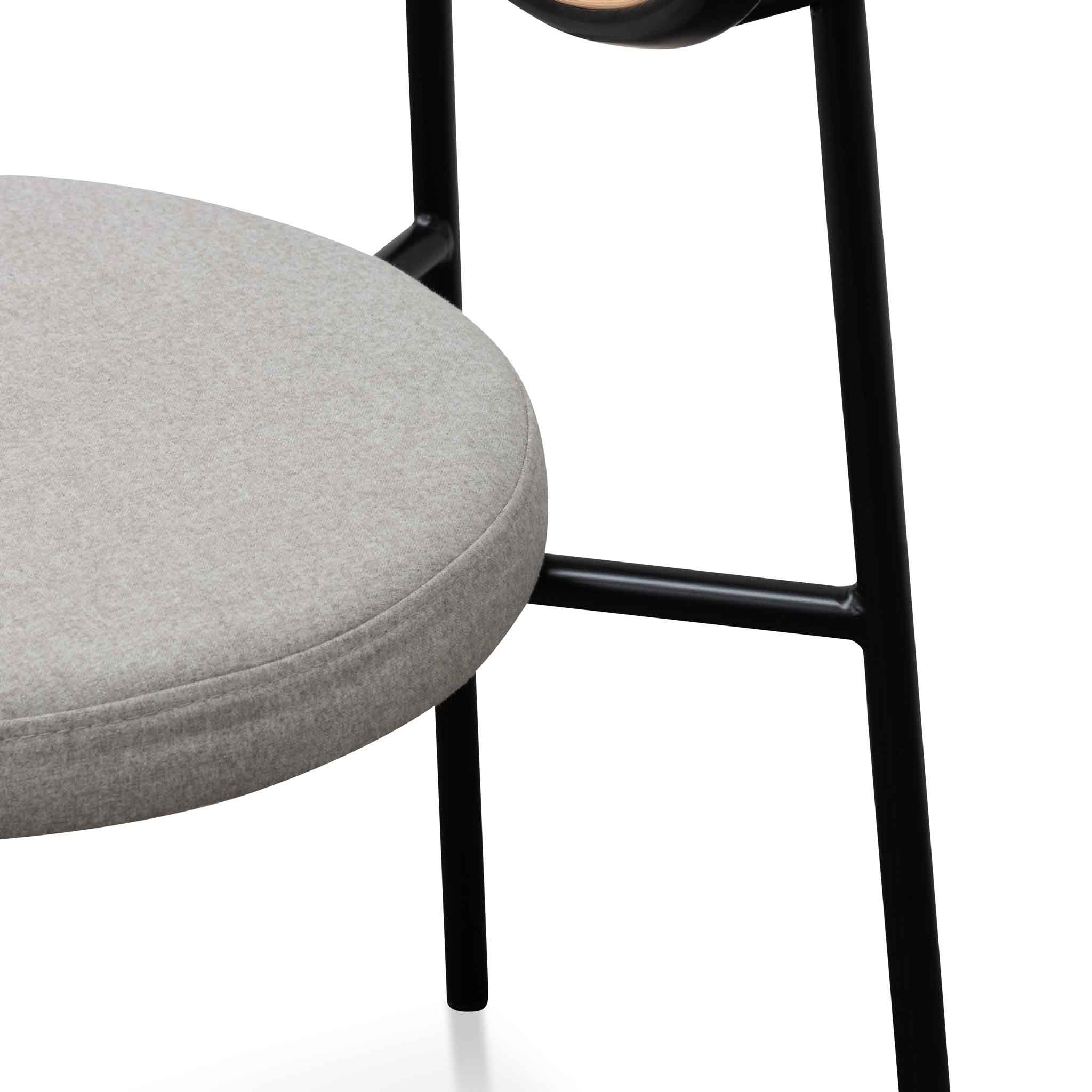 Grey Fabric Natural Rattan Dining Chair - Black_7
