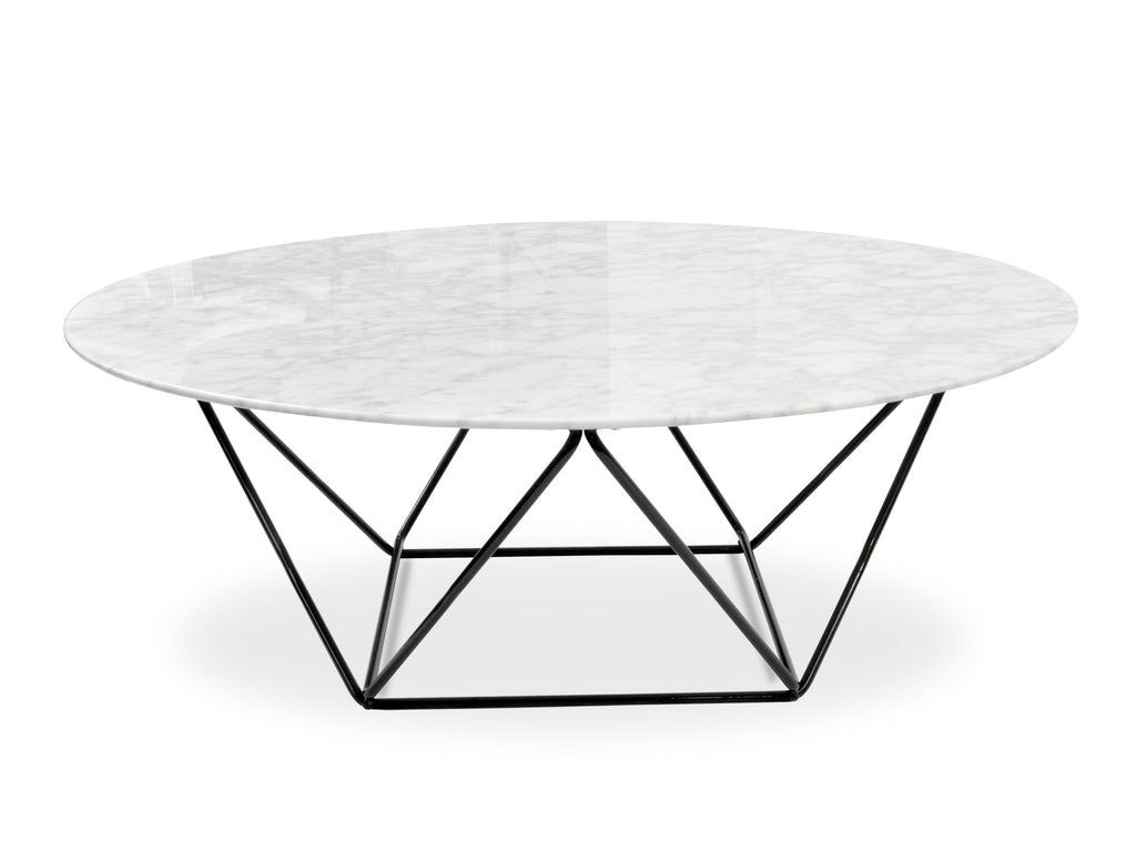 100cm Round Marble Coffee Table With Black Base_1