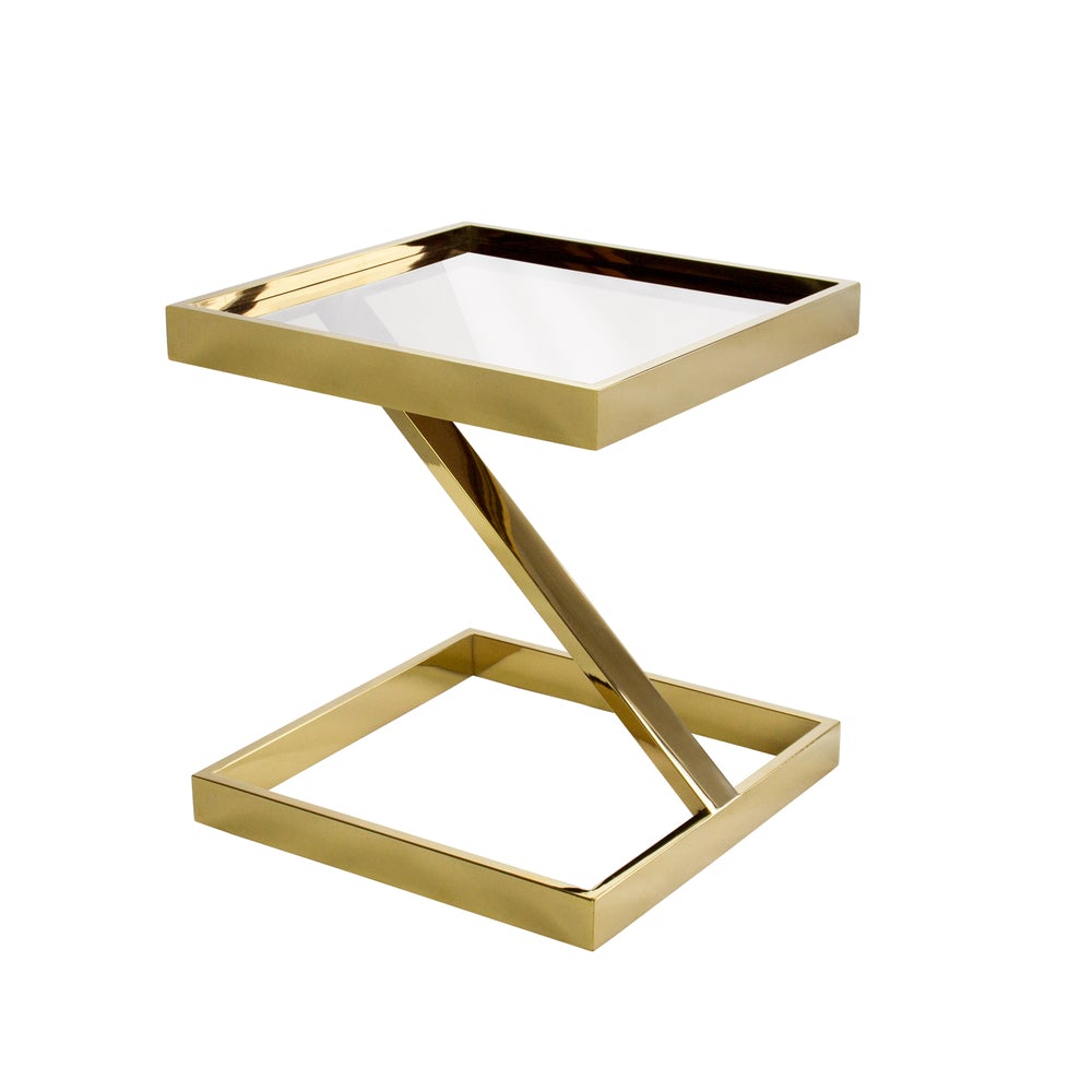 Gold Stainless Steel Frame Glass Side Table_4