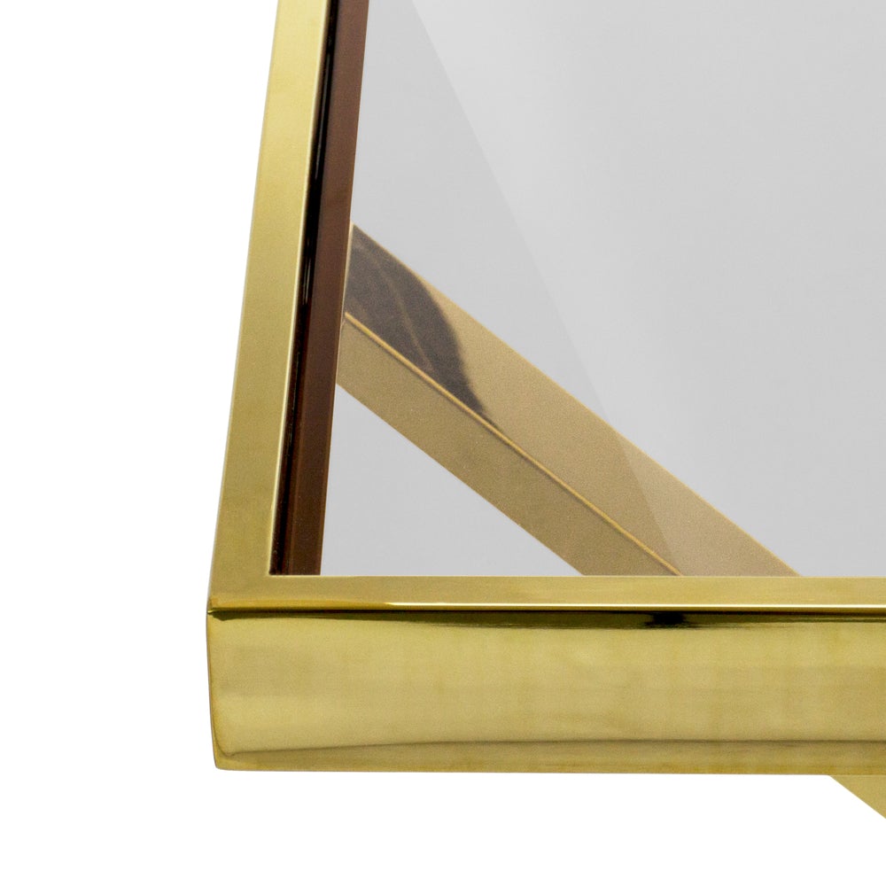 Gold Stainless Steel Frame Glass Side Table_3