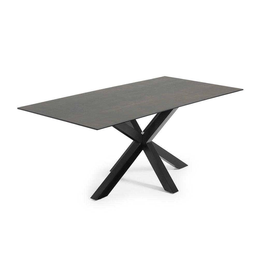 Dining Table Black Legs with Iron Moss Ceramic Top