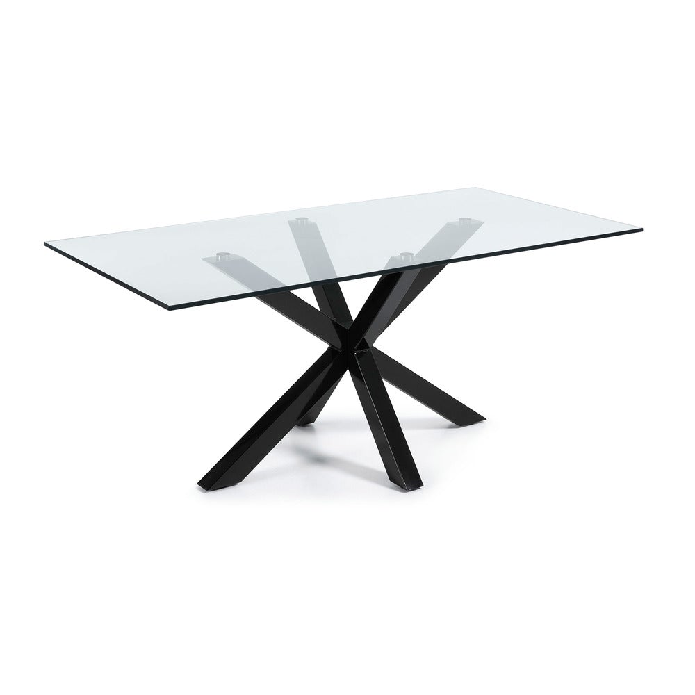 Dining Table Black Legs with Clear Glass Top