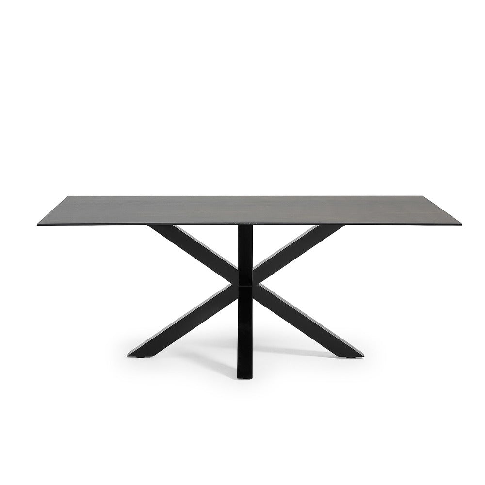 Dining Table Black Legs with Iron Moss Ceramic Top_4