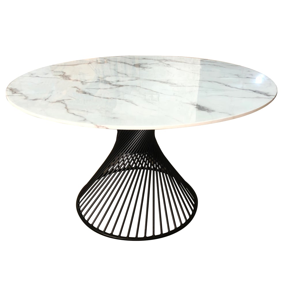 Marble Round Dining Table Black