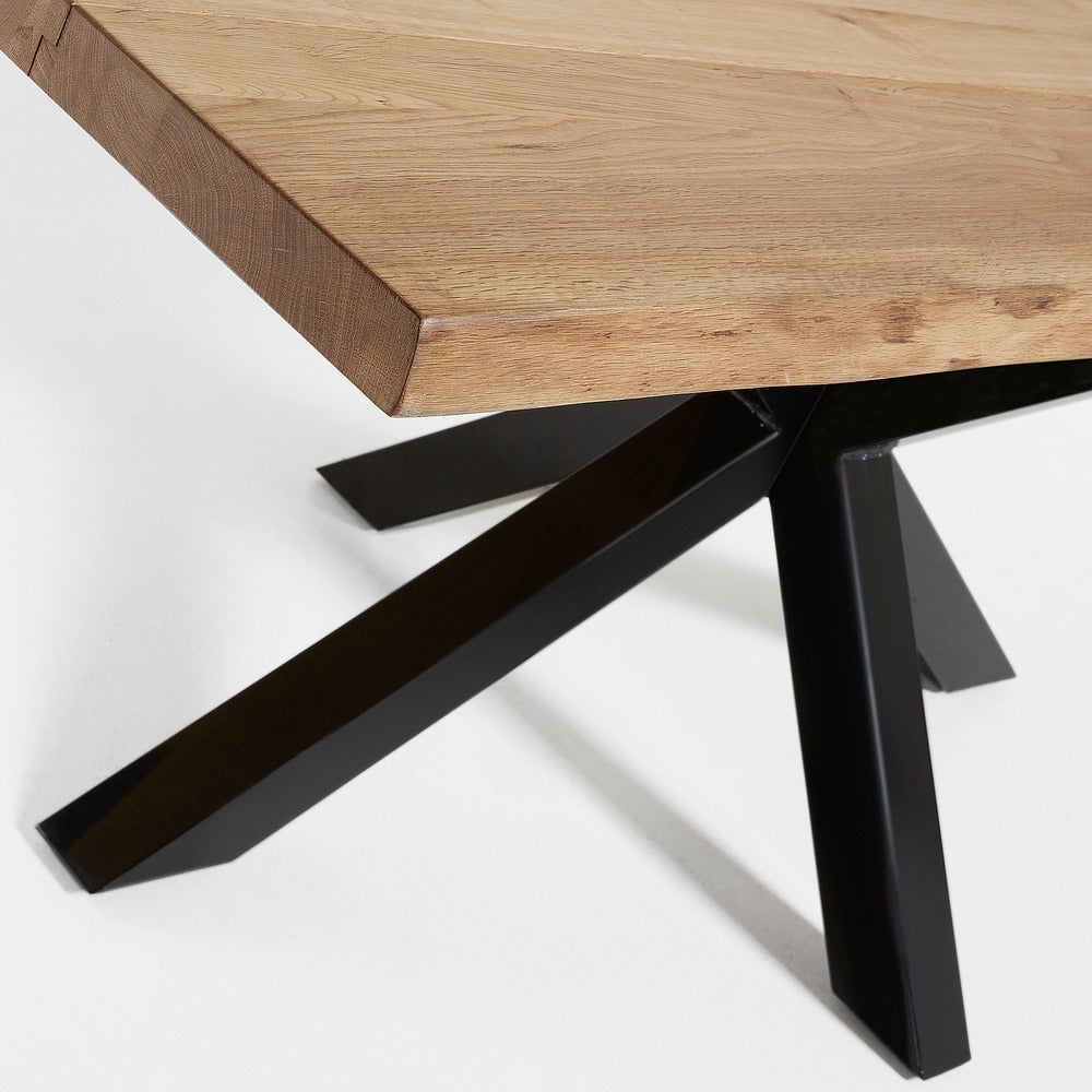 Dining Table Black Legs with Natural Oak Top_3
