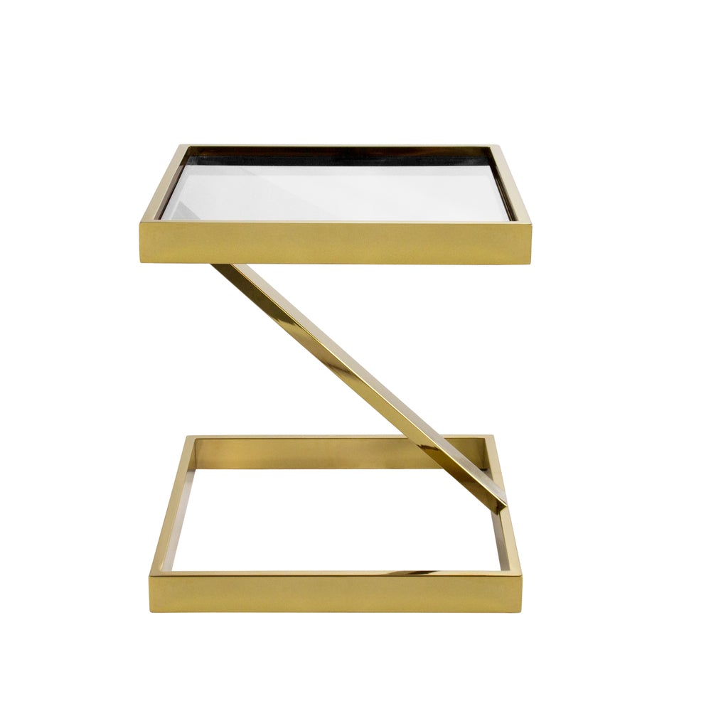 Gold Stainless Steel Frame Glass Side Table_2