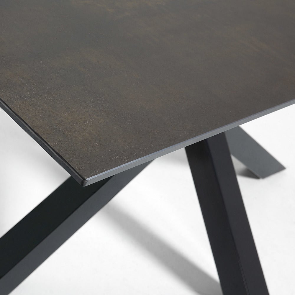 Dining Table Black Legs with Iron Moss Ceramic Top_5