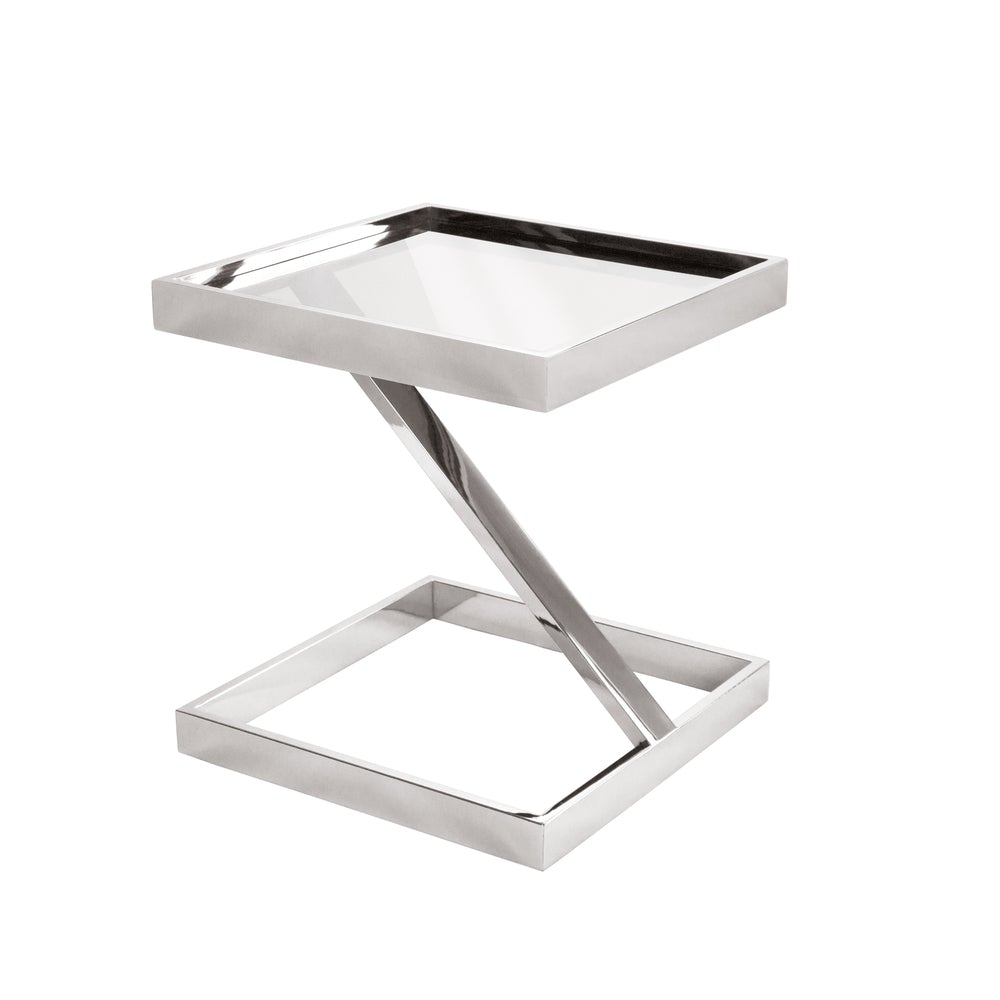 Stainless Steel Frame Glass Side Table_5