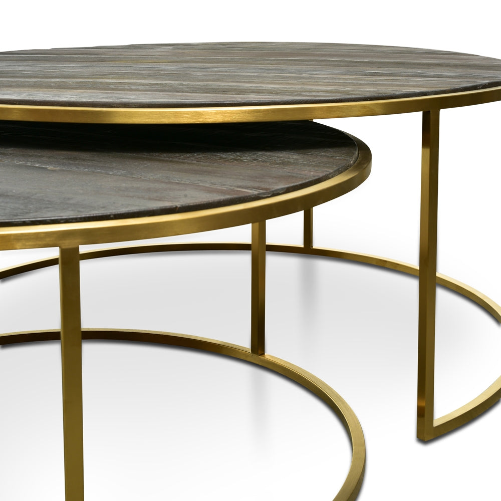 76cm-96cm Round Coffee Table - Natural - Golden Base_9