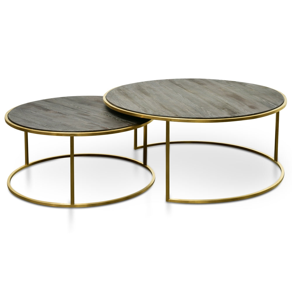 76cm-96cm Round Coffee Table - Natural - Golden Base_2