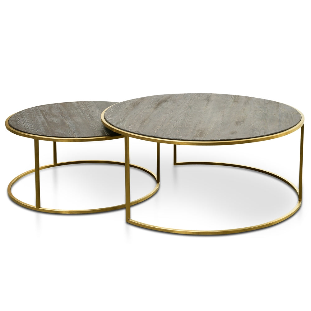 76cm-96cm Round Coffee Table - Natural - Golden Base_1