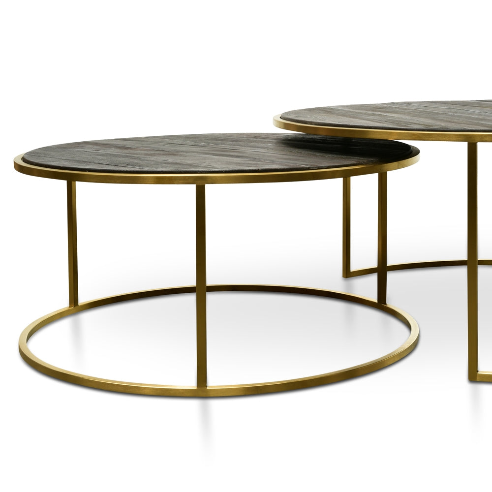 76cm-96cm Round Coffee Table - Natural - Golden Base_3