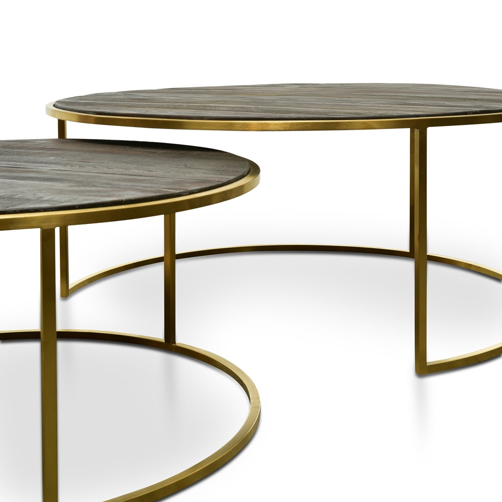 76cm-96cm Round Coffee Table - Natural - Golden Base_4
