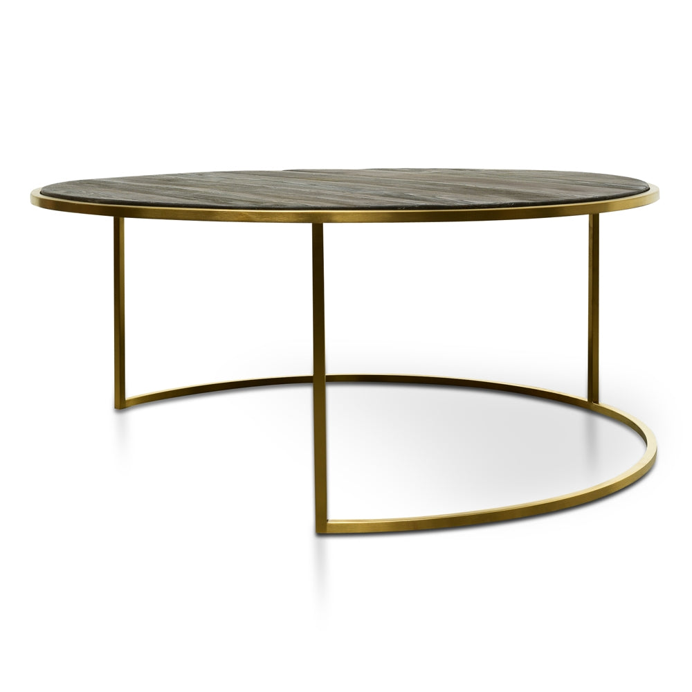 76cm-96cm Round Coffee Table - Natural - Golden Base_5