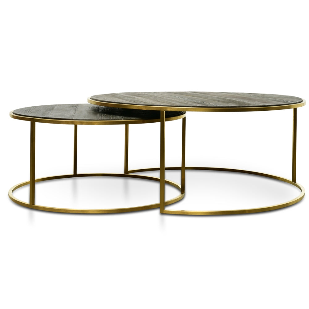 76cm-96cm Round Coffee Table - Natural - Golden Base_6