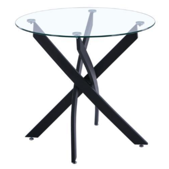 Cross Round Clear Glass Dining Table (1pcs). 022-4/ 022-4 (DE)