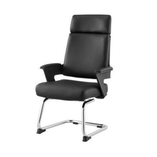 Black PU Upholstered Office Chair with Chromed Legs.T1060L