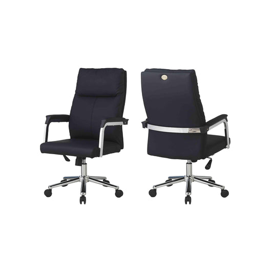 Black PU Ergonomic Design Office Chair with Chroming Steel Leg and PP wheels.TM13R